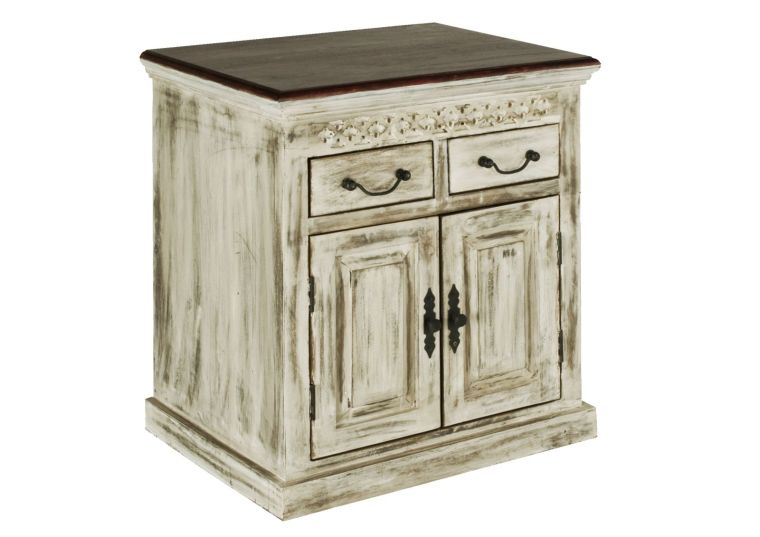 Buffet 70x50 Manguier ciré Blanc antique CASTLE-ANTIK #275