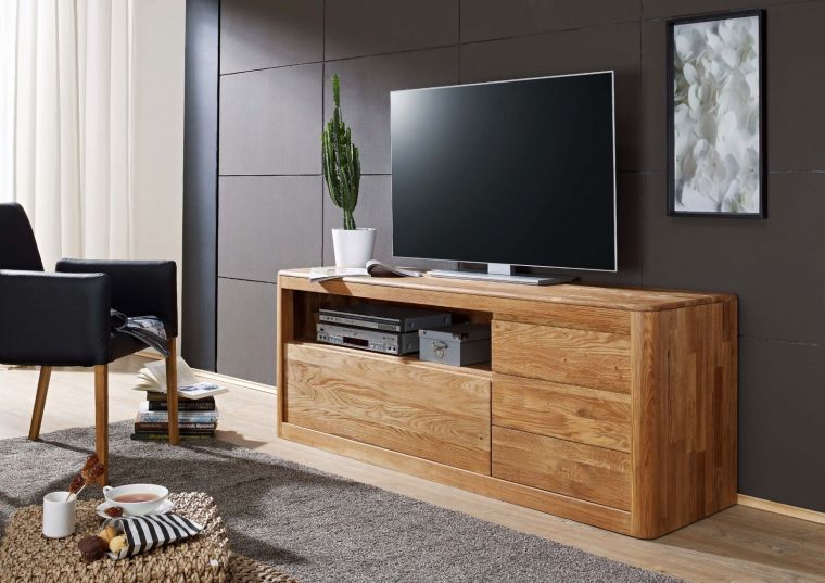 Meuble TV 165x48 Chêne sauvage huilé Bois naturel LINZ #111