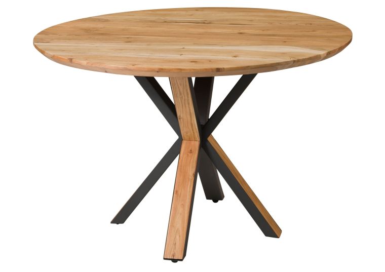 Table à Manger ronde en bois dAcacia 120x120x76 naturel laqué