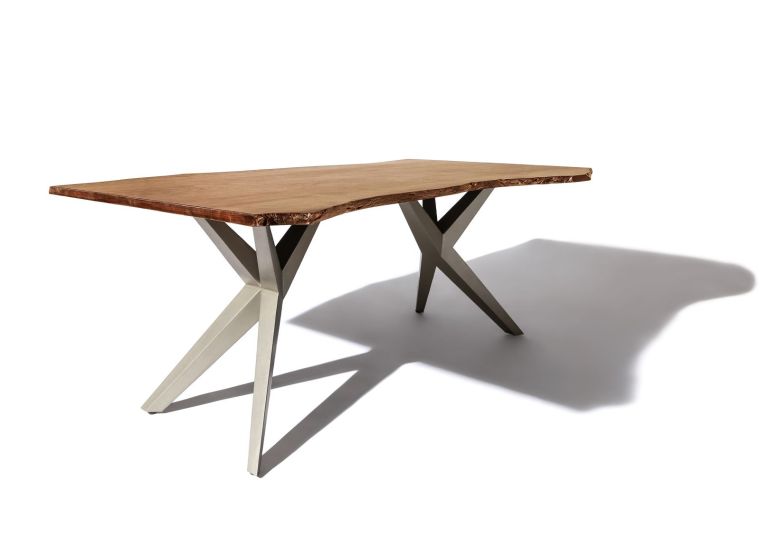 Table à manger 200x100 Acacia laqué Bois naturel / Gris mat FREEFORM #38