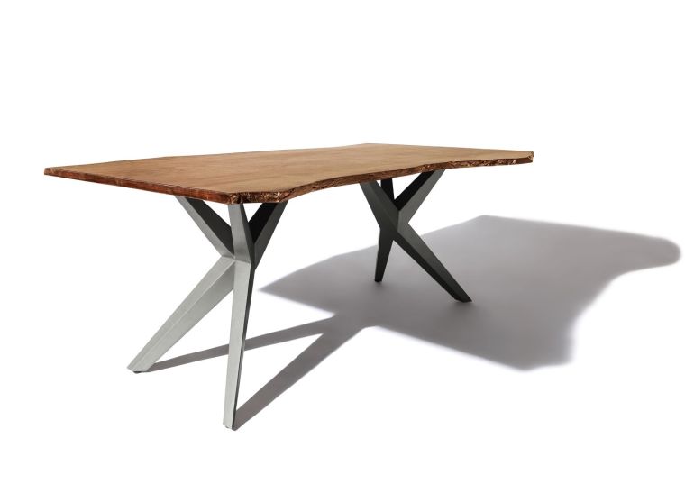 Table à manger 140x90 Acacia laqué Bois naturel / Anthracite laqué FREEFORM #12