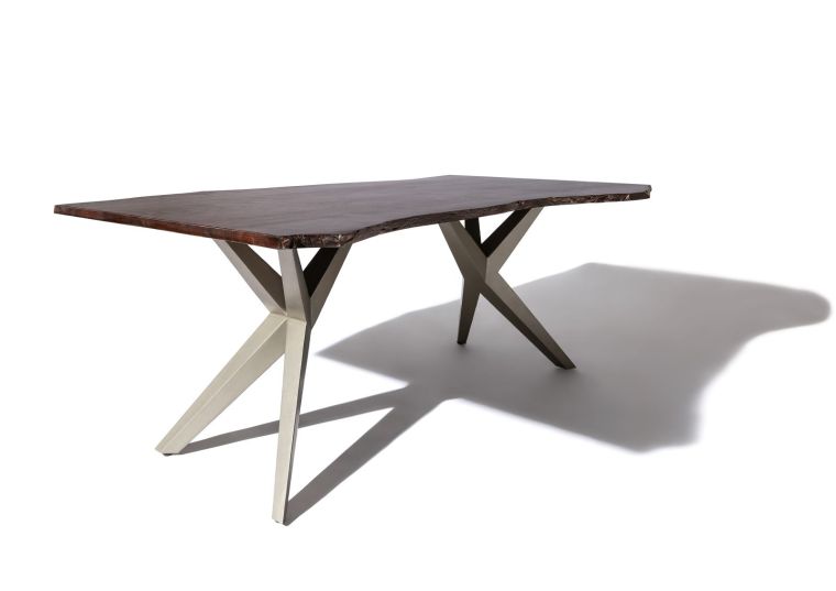 Table à manger 160x90 Acacia laqué Brun / Gris mat FREEFORM #23