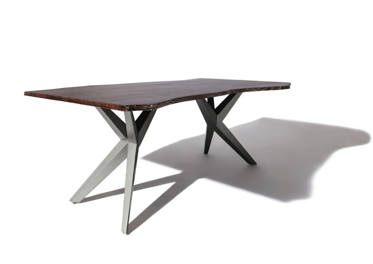 Table à manger 140x90 Acacia laqué Brun / Anthracite laqué FREEFORM #15