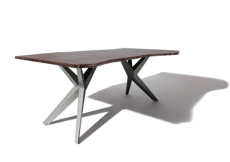 Table à manger 140x90 Acacia laqué Gris taupe / Anthracite laqué FREEFORM #18