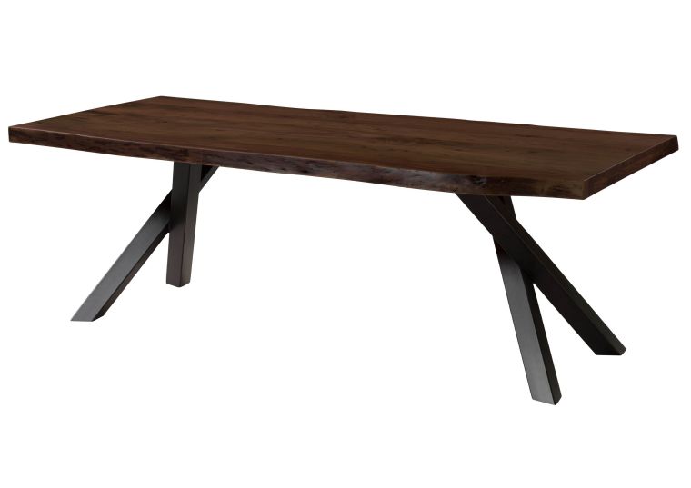 Table à Manger en bois dAcacia 220x100x76 marron laqué / pieds en A anthracite matte FREEFORM 5