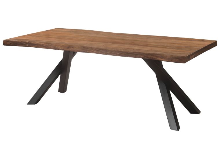 Table à Manger en bois de Sheesham 180x90x76 gris teinté / pieds en A anthracite matte FREEFORM 5