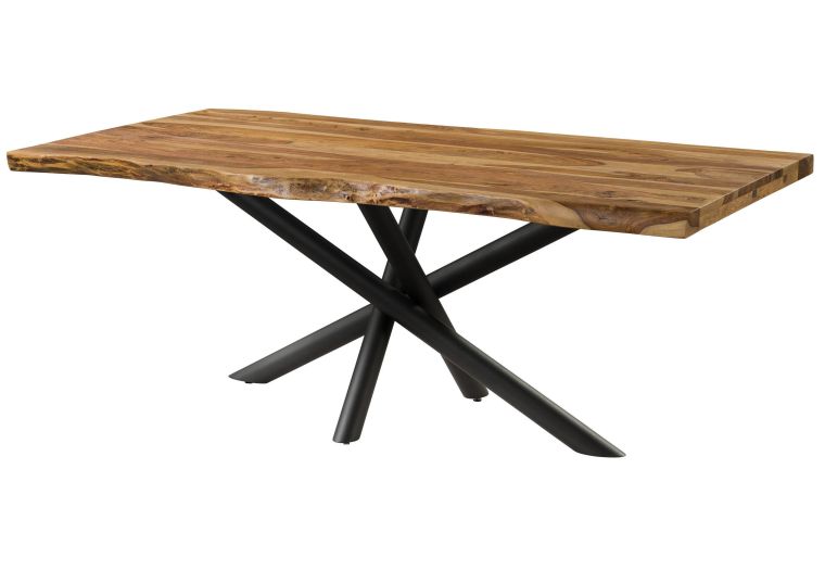 Table à Manger en bois de Sheesham 260x100x76 naturel sablé / pieds Mikado anthracite matte FREEFORM 5