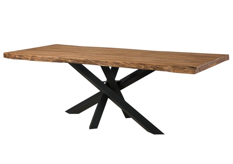 Table à manger 180x90x79 en bois de Sheesham teinté naturel / pieds Mikado anthracite mat FREEFORM 5