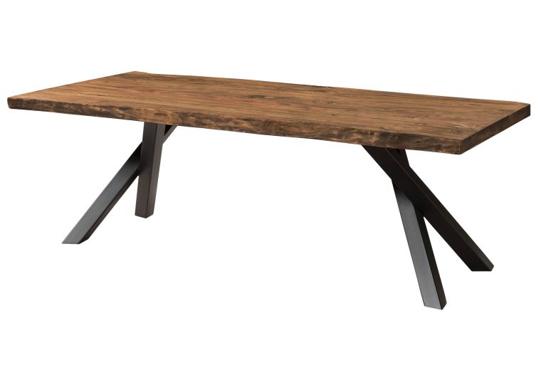 Table à Manger en bois de Sheesham 180x90x76 naturel teinté / pieds en A anthracite matte FREEFORM 5