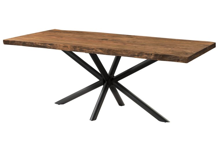 Table à Manger en bois de Sheesham 260x100x76 naturel teinté / pied cenral anthracite matte FREEFORM 5