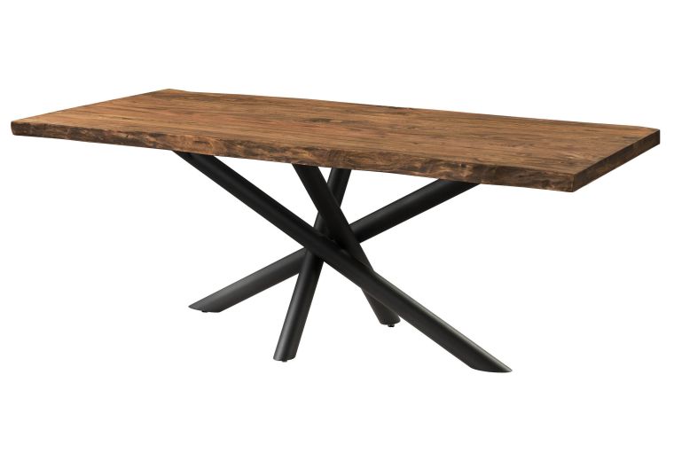 Table à Manger en bois de Sheesham 240x100x76 naturel teinté / pieds Mikado anthracite matte FREEFORM 5