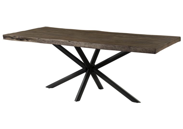 Table à Manger en bois de Manguier 180x90x76 gris laqué / pied cenral anthracite matte FREEFORM 5