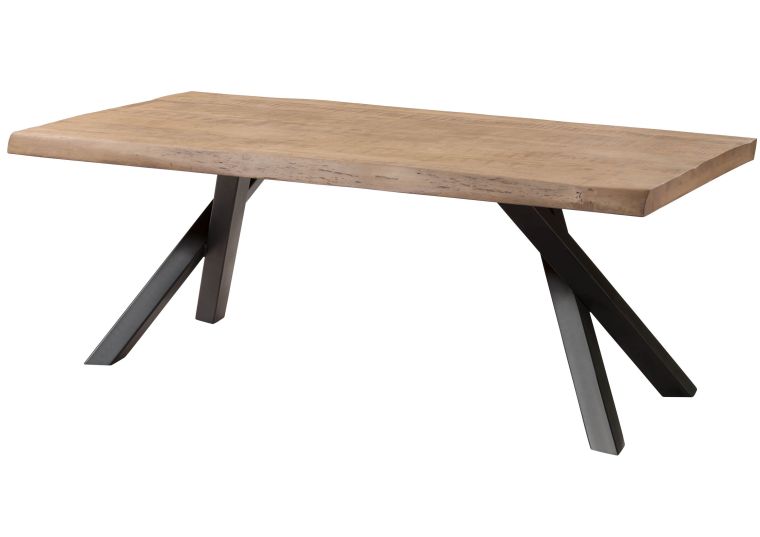 Table à Manger en bois de Manguier 180x90x76 beige laqué / pieds en A anthracite matte FREEFORM 5