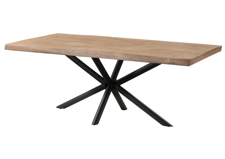 Table à Manger en bois de Manguier 200x100x76 beige laqué / pied cenral anthracite matte FREEFORM 5