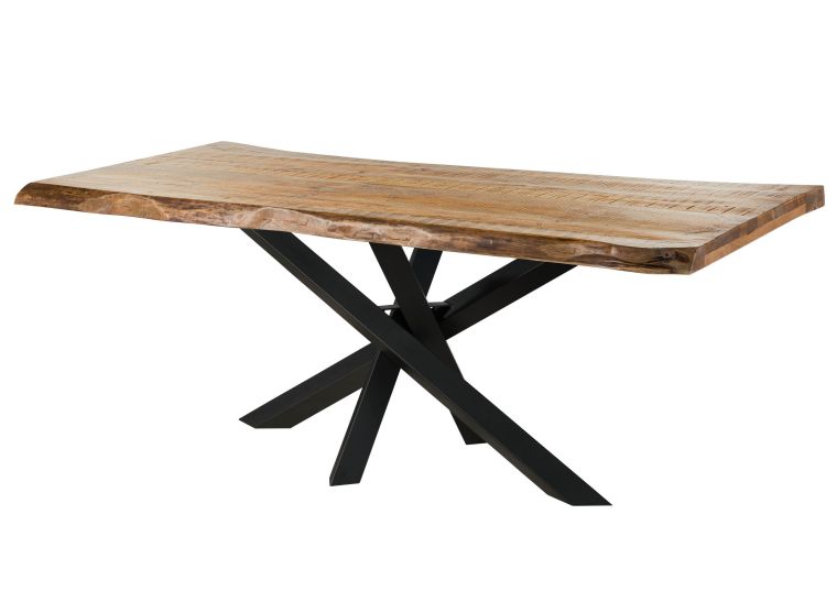 Table à manger 180x90x79 en bois de manguier laqué naturel / pieds Mikado anthracite mat FREEFORM 5