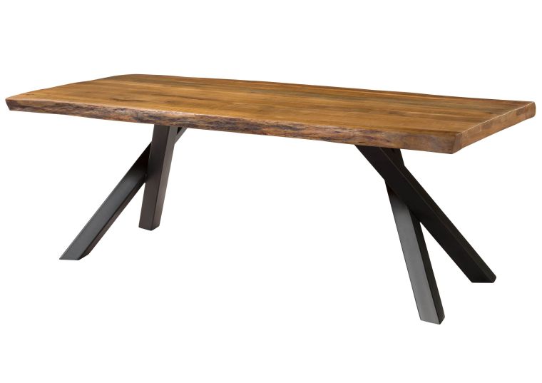 Table à Manger en bois de Manguier 180x90x76 naturel laqué / pieds en A anthracite matte FREEFORM 5