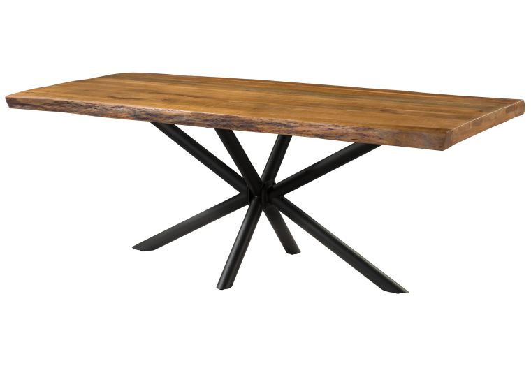 Table à Manger en bois de Manguier 220x100x76 naturel laqué / pied cenral anthracite matte FREEFORM 5