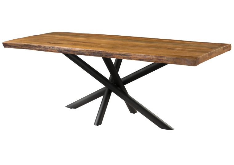 Table à Manger en bois de Manguier 200x100x76 naturel laqué / pieds Mikado anthracite matte FREEFORM 5