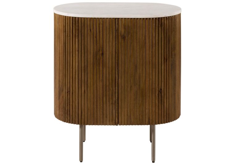 Commode en bois de Manguier 65x38x76 marron laqué / marbre blanc BARCELONA #215