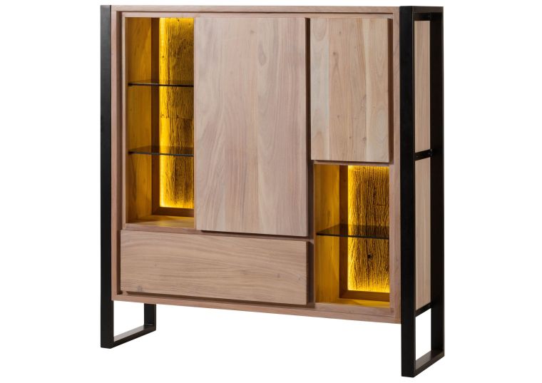 Buffet en bois dacacia / bois de récupération 130x40x140 naturel laqué DENVER #100