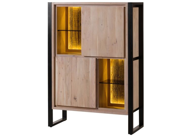 Buffet en bois dacacia / bois de récupération 100x40x140 naturel laqué DENVER #101