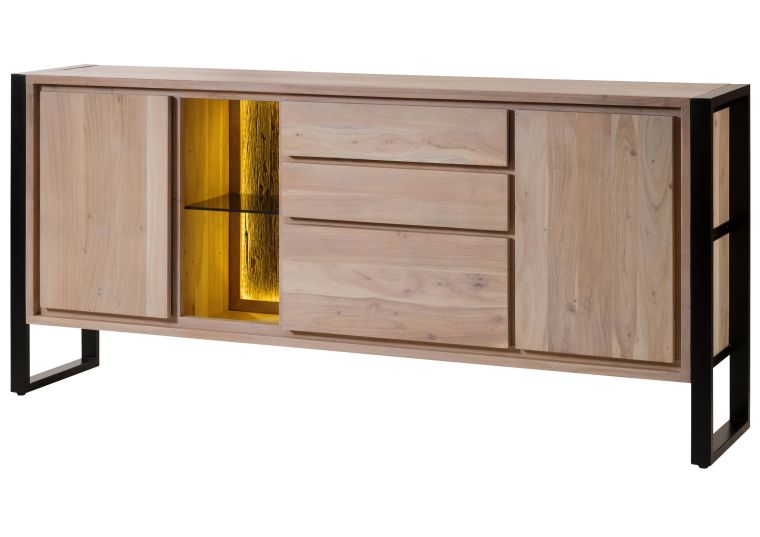 Buffet en bois dacacia / bois de récupération 200x40x90 naturel laqué DENVER #112