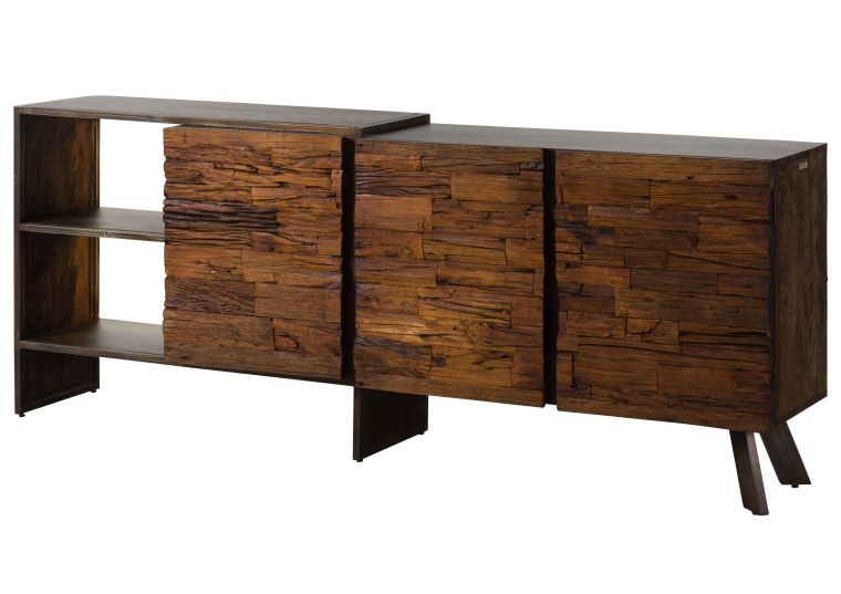 Buffet en bois dacacia et bois de récupération 205x40x83 marron laqué SEVILLA #11