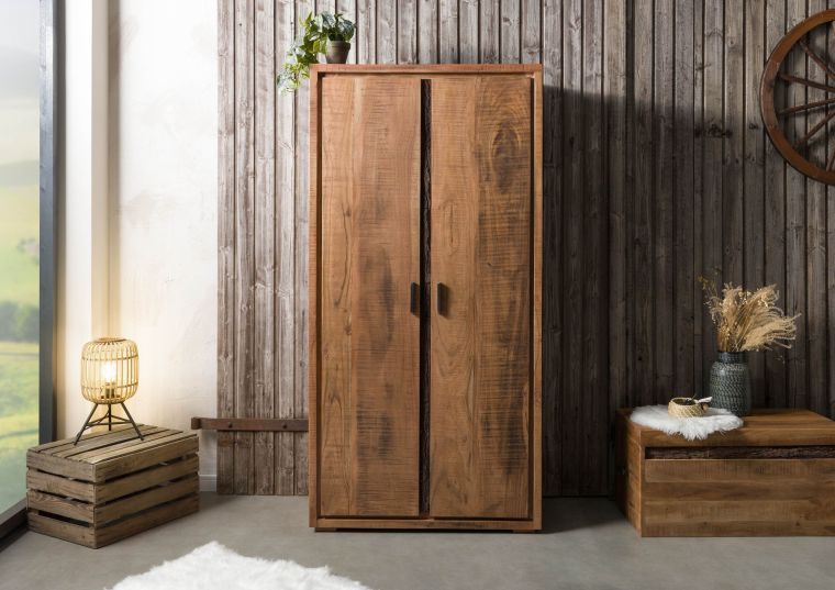 Armoire en bois dAcacia 88x45x180 naturel laqué BARK #118