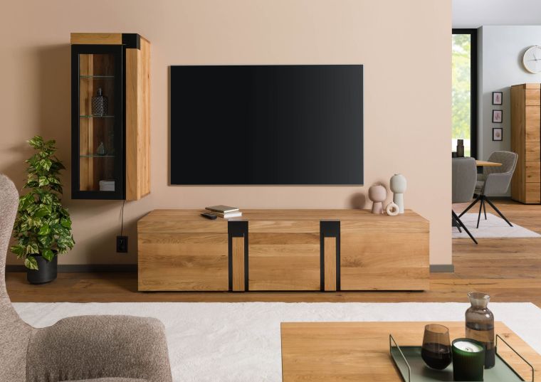 Meuble TV Chêne sauvage 200x48x50 naturel huilé ROTTERDAM #121