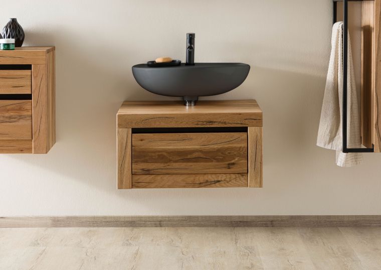 Meuble sous-lavabo 70x50x37 en bois de chêne lombard huilé naturel MONTREUX #52