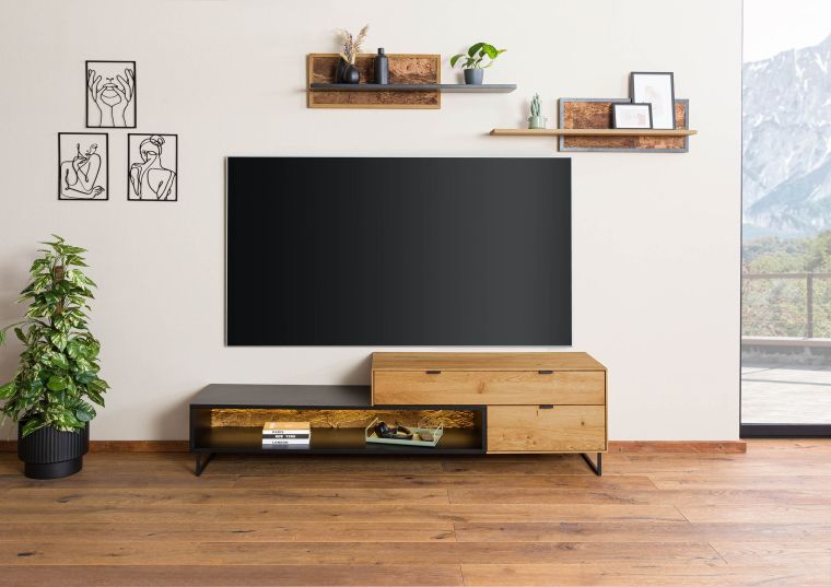 Meuble TV  200x43x52 en bois de Chêne sauvage naturel huilé LINDAU #27